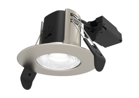 ALL LED Atom Fixed 5W IP65 CCT Selectable Dimmable LED Fire Rated Downlight Satin Nickel Finish | AFD05/F/SN/CCT