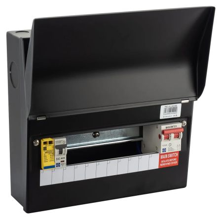 Lewden PRO-R12MSBK Black 9 Usable Ways RCBO Consumer Unit with Surge Protection | PRO-R12MSBK