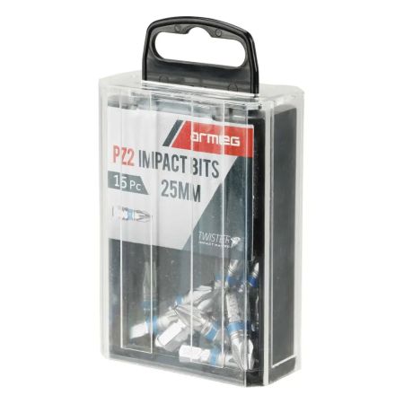 Armeg Tic-Tac PZ2 Magnetic Screwdriver Bits (Pack of 15) | SDB25MMTTPZ2