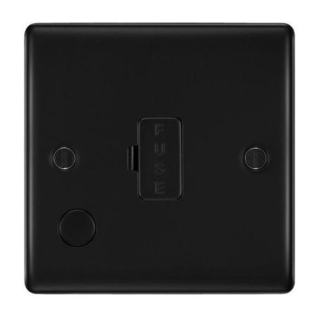 BG Nexus Metal Matt Black 13A Unswitched Fused Spur & Flex Outlet | NFB55