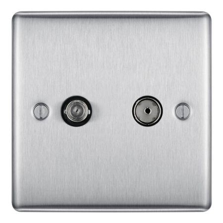 BG Nexus Metal Brushed Stainless Steel Satellite & Co-Axial Socket Outlet | NBS65
