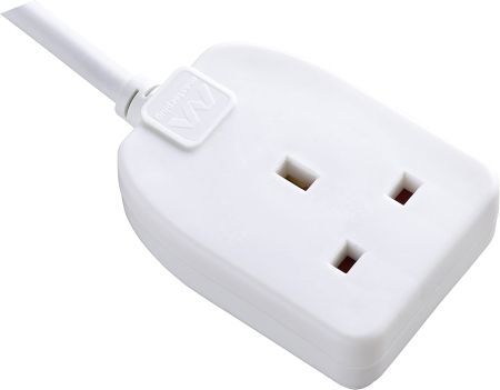 Masterplug Single Socket 5 Metres 13 Amp Extension Lead, White | BOG5