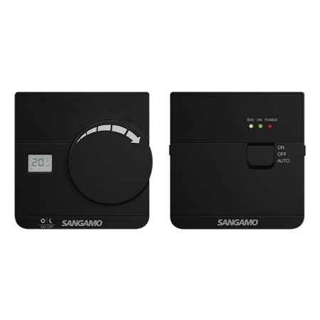 Sangamo Choice+ Wireless Thermostat with Digital Display Black| CHPRSTATDRFB