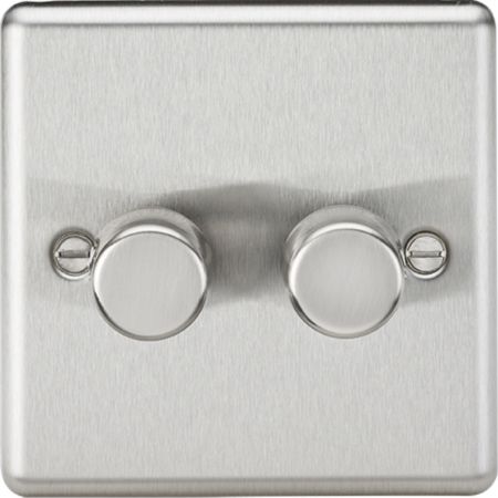 Knightsbridge 2G 2 way 5-150W LED dimmer Rounded Edge Brushed Chrome | CL2182BC
