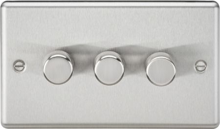 Knightsbridge 3G 2 way 5-150W LED dimmer Rounded Edge Brushed Chrome | CL2183BC