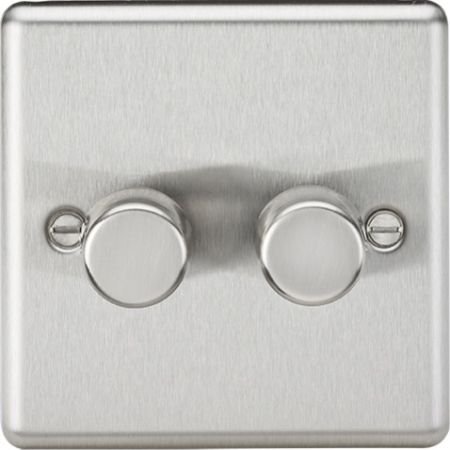 Knightsbridge 2G 2-way 10-200W (5-150W LED) Intelligent dimmer Brushed Chrome