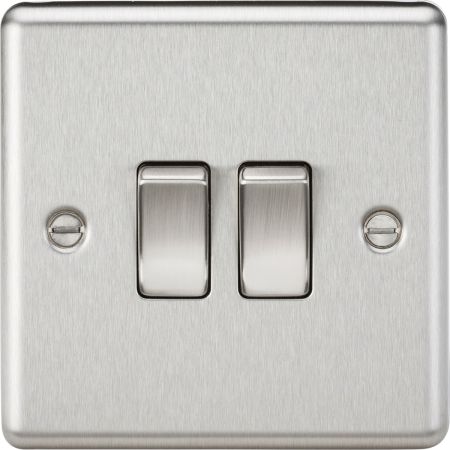 Knightsbridge Brushed Chrome 10AX 2G 2 Way Light Switch | CL3BC