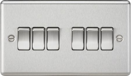 Knightsbridge Brushed Chrome 10AX 6G 2 Way Light Switch | CL42BC