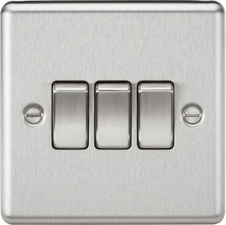 Knightsbridge Brushed Chrome 10AX 3G 2 Way Light Switch | CL4BC