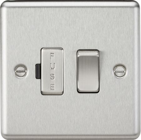 Knightsbridge 13A Switched Fused Spur Unit Rounded Edge Brushed Chrome | CL63BC