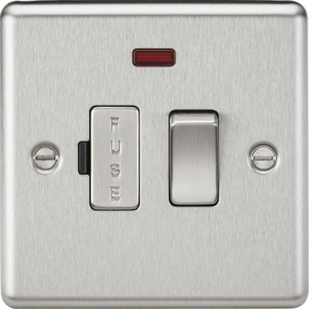Knightsbridge 13A Switched Fused Spur Unit with Neon Rounded Edge Brushed Chrome | CL63NBC
