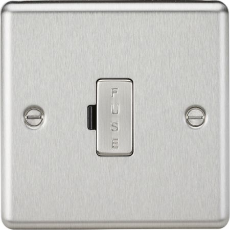 Knightsbridge 13A Unswitched Fused Spur Rounded Edge Brushed Chrome | CL6BC