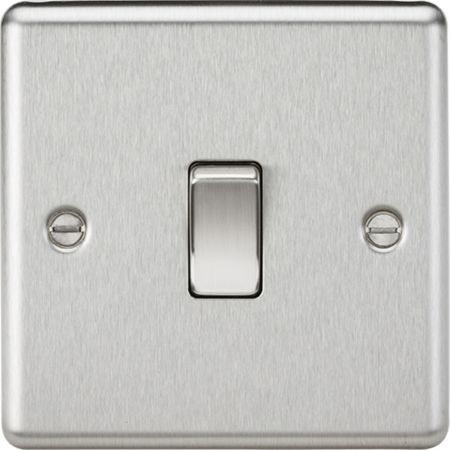 Knightsbridge 20A 1G DP Switch Rounded Edge Brushed Chrome | CL834BC