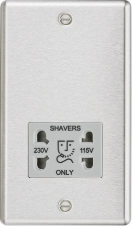 Knightsbridge 115-230V Dual Voltage Shaver Socket Grey Insert | CL89BCG