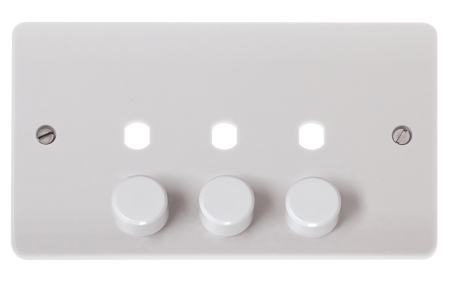 Click Mode 3 Gang Unfurnished Dimmer Plate & Knob (1200W Max) | CMA147PL