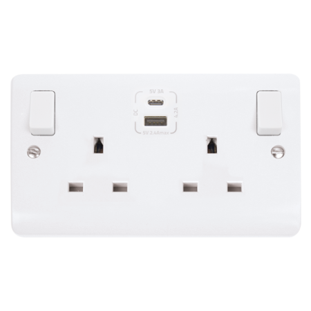 Click Mode Twin 13A Switched Socket TYPE A and C USB Charging | CMA786