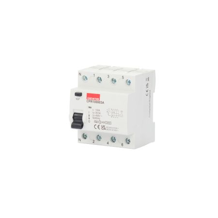 Contactum CPR100003A A Type RCD RCCB, 100A, 4 Pole, 30mA, Type A, 220 - 415V ac