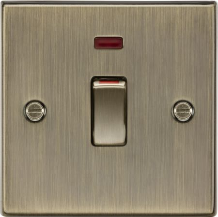 Knightsbridge 45A DP Cooker Switch with Neon Antique Brass | CS81MNAB