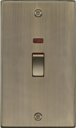Knightsbridge 45A DP 2-Gang Cooker Switch with Neon Antique Brass | CS82MNAB