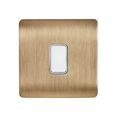 Forum Culina 1 Gang Kinetic Switch Complete Satin Brass White Insert | CUL-44838-WH