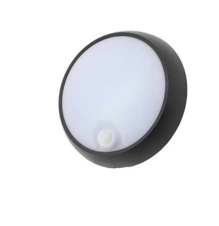 Coast Cano 8w LED Round PIR Bulkhead IP65 Black | CZ33397-BLK