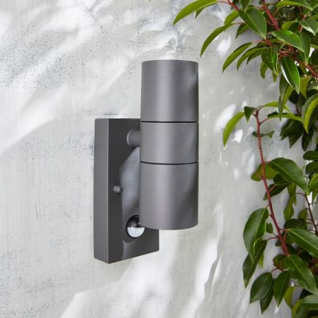 Forum Coast CZ-37503-ANTH Arbo Carbon GU10 Fibre Up & Down Wall Light with PIR