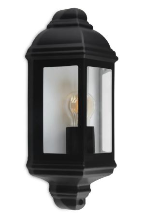 Kosnic Lighting Dalby Outdoor Half Wall Lantern with E27 Black | DAL-BLK