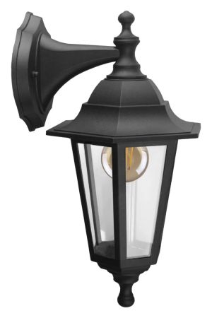 Kosnic Lighting Darwin Bottom Arm Outdoor Wall Lantern E27 Black | DAR-BLK