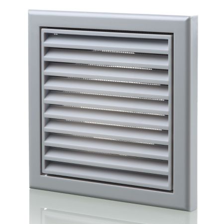 Blauberg Plastic 125mm 5” Vented Fixed Air Ventilation Louvred Grille Grey | DECOR 185X185-125S GREY