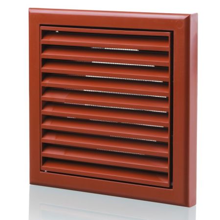 Blauberg Plastic 125mm 5” Vented Fixed Air Ventilation Louvred Grille Terracotta | DECOR 185X185-125S TERRACOTTA
