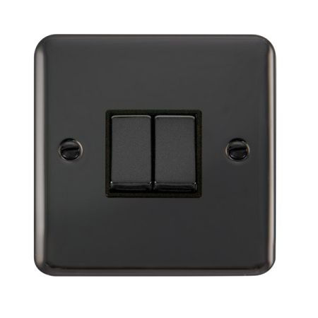 Click Deco Plus Black Nickel 2 Gang Light Switch Black Insert DPBN412BK