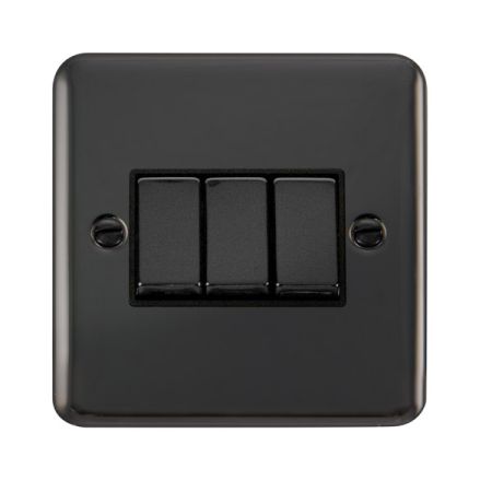 Click Deco Plus Black Nickel 3 Gang Light Switch Black Insert DPBN413BK