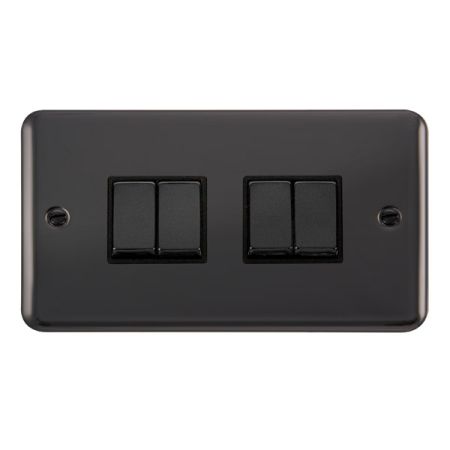 Click Deco Plus Black Nickel 4 Gang Light Switch Black Insert DPBN414BK