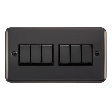 Click Deco Plus Black Nickel 6 Gang Light Switch Black Insert DPBN416BK
