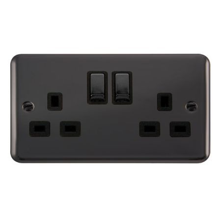 Click Deco Plus Black Nickel 13A Double Socket Black Insert | DPBN536BK