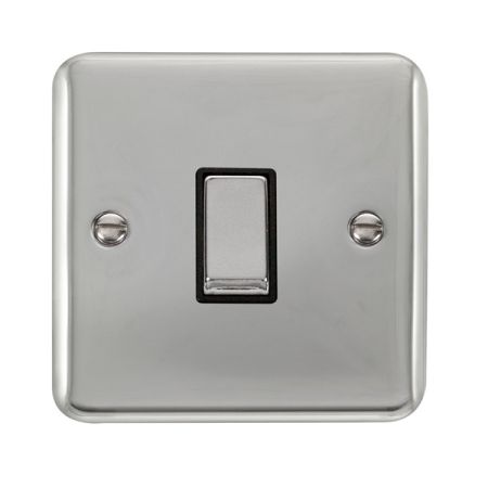 Click Deco Plus Polished Chrome 1 Gang Light Switch Black Insert DPCH411BK