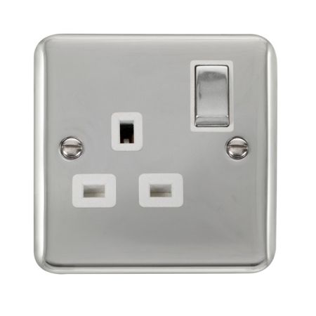 Click Deco Plus Polished Chrome 13A Single Socket White Insert DPCH535WH