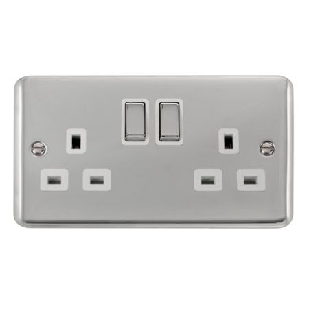 Click Deco Plus Polished Chrome 13A Double Socket White Insert DPCH536WH