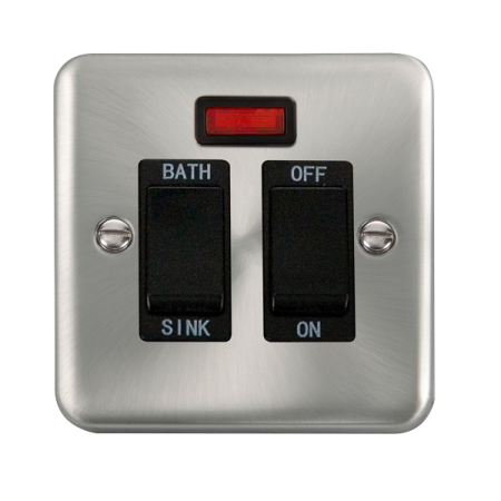Click Deco Plus Satin Chrome 20A DP Sink/Bath Switch With Neon Black Insert | DPSC024BK