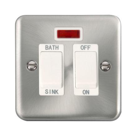 Click Deco Plus Satin Chrome 20A DP Sink/Bath Switch With Neon White Insert | DPSC024WH