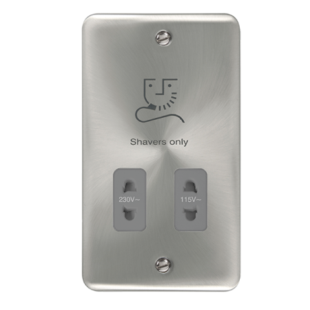 Click Deco Plus Satin Chrome Dual Voltage Shaver Socket | DPSC100GY