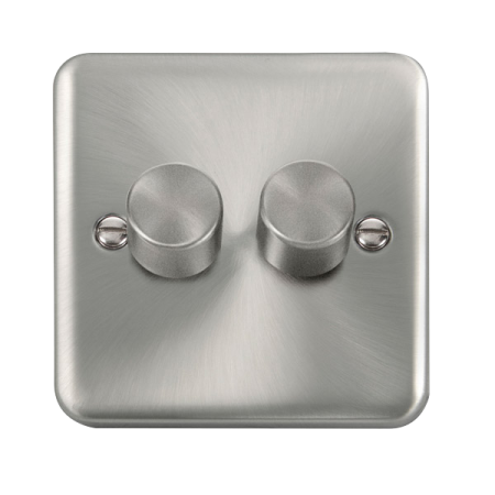 Click Deco Plus Satin Chrome 2 Gang 2 Way 400Va Dimmer Switch | DPSC152