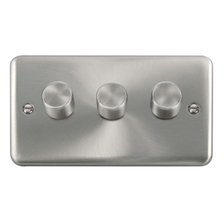 Click Deco Plus Satin Chrome 3 Gang 2 Way 400Va Dimmer Switch | DPSC153