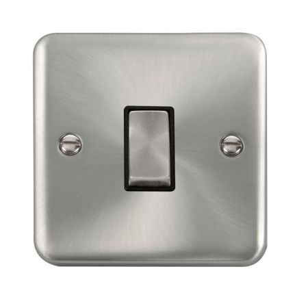 Click Deco Plus Satin Chrome 1 Gang Light Switch Black Insert DPSC411BK