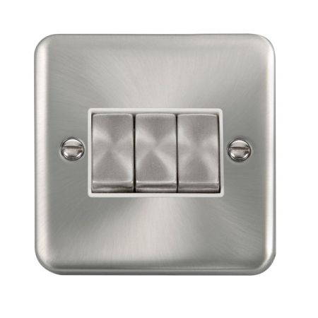 Click Deco Plus Satin Chrome 3 Gang Light Switch White Insert DPSC413WH