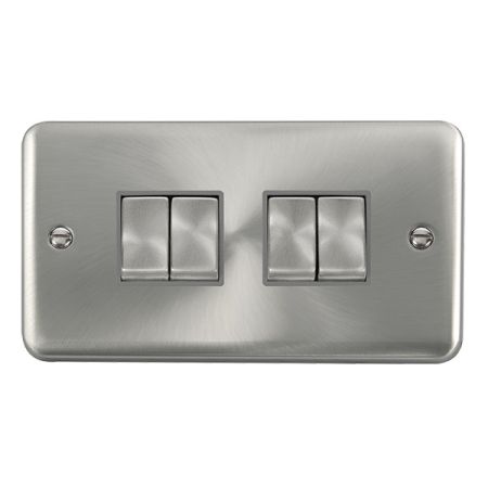 Click Deco Plus Satin Chrome 4 Gang 2 Way Ingot Switch | DPSC414GY