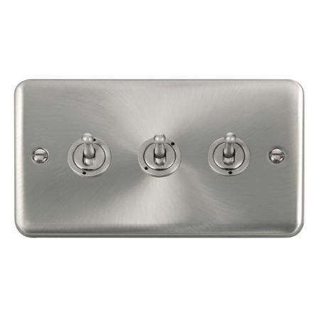 Click Deco Plus Satin Chrome 3 Gang 10A Toggle Switch DPSC423