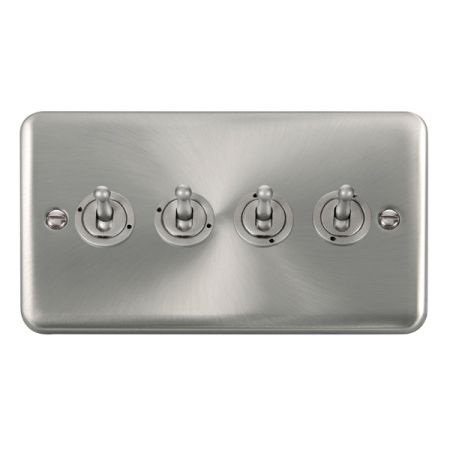 Click Deco Plus Satin Chrome 4 Gang 10A Toggle Switch DPSC424