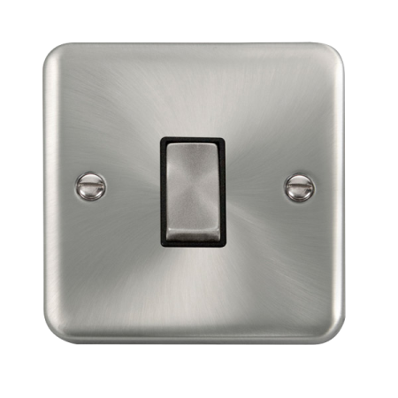 Click Deco Plus Satin Chrome 10AX Ingot 1 Gang Intermediate Plate Switch Black Insert | DPSC425BK