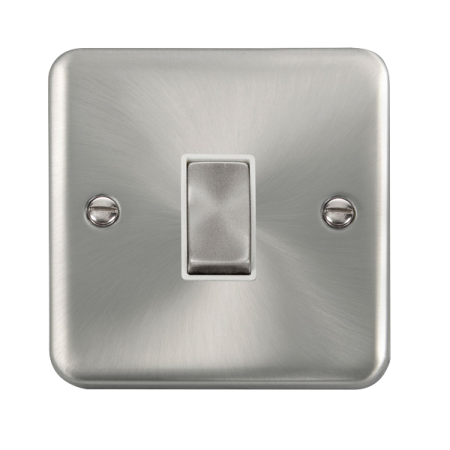 Click Deco Plus Satin Chrome 10AX Ingot 1 Gang Intermediate Plate Switch White Insert | DPSC425WH